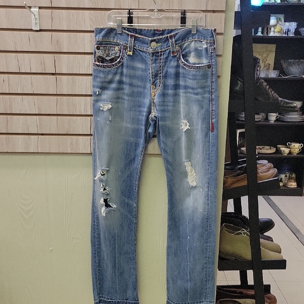 True Religion Light Blue Distressed Skinny Jeans